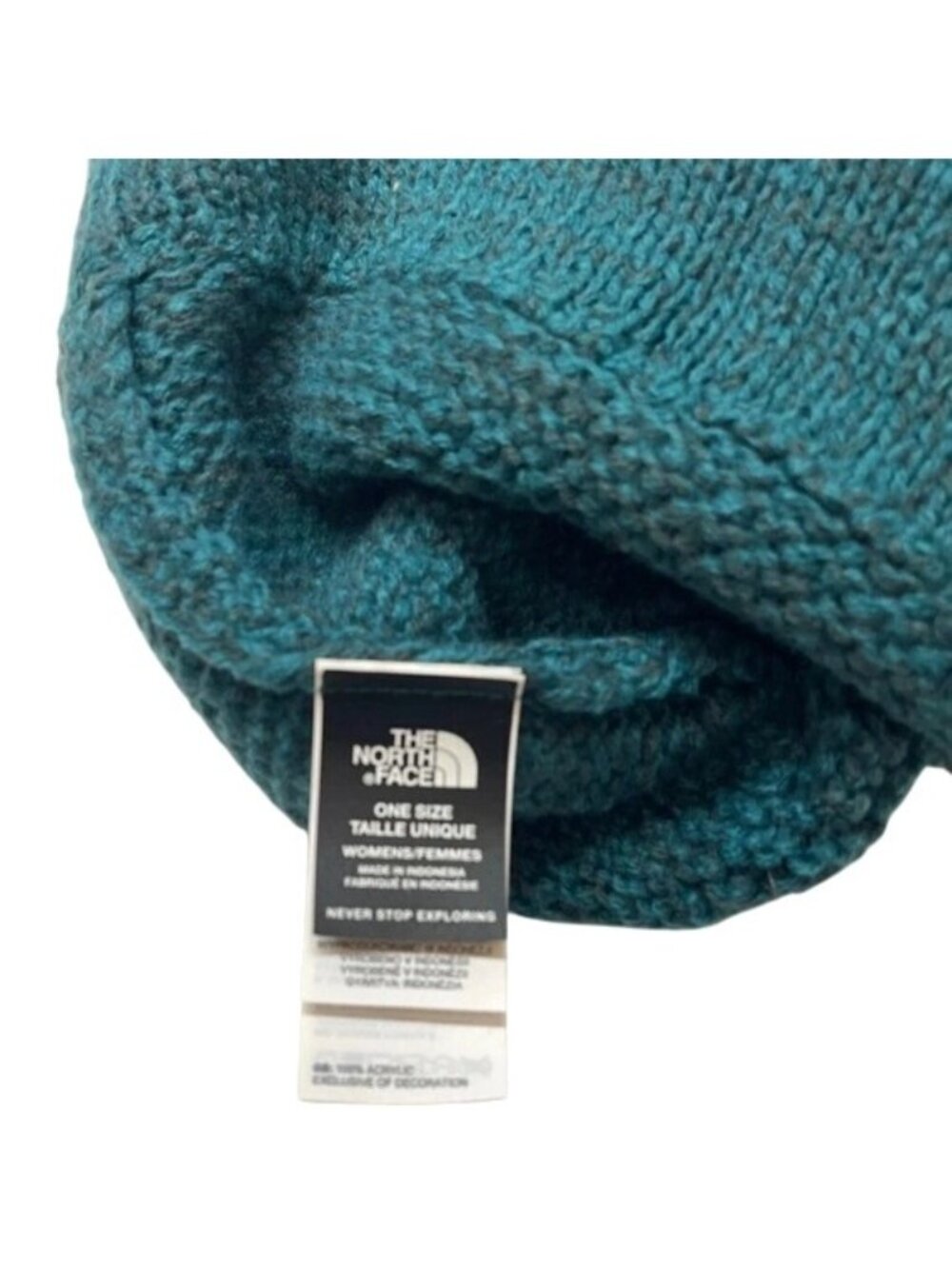 The North Face Purrl Stitch Beanie Green Knitted Slouchy Hat Women One Size New - Picture 3 of 12